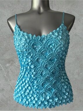 2 for $30 | Y2K Turquoise Blue Popcorn Camisole
